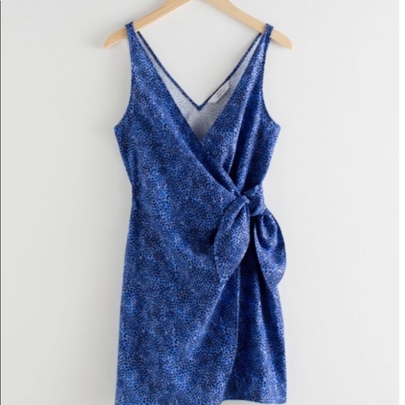 & Other Stories Dresses & Skirts - NWT & Other Stories Dress Leopard Animal Print Sleeveless Wrap Mini Blue 6